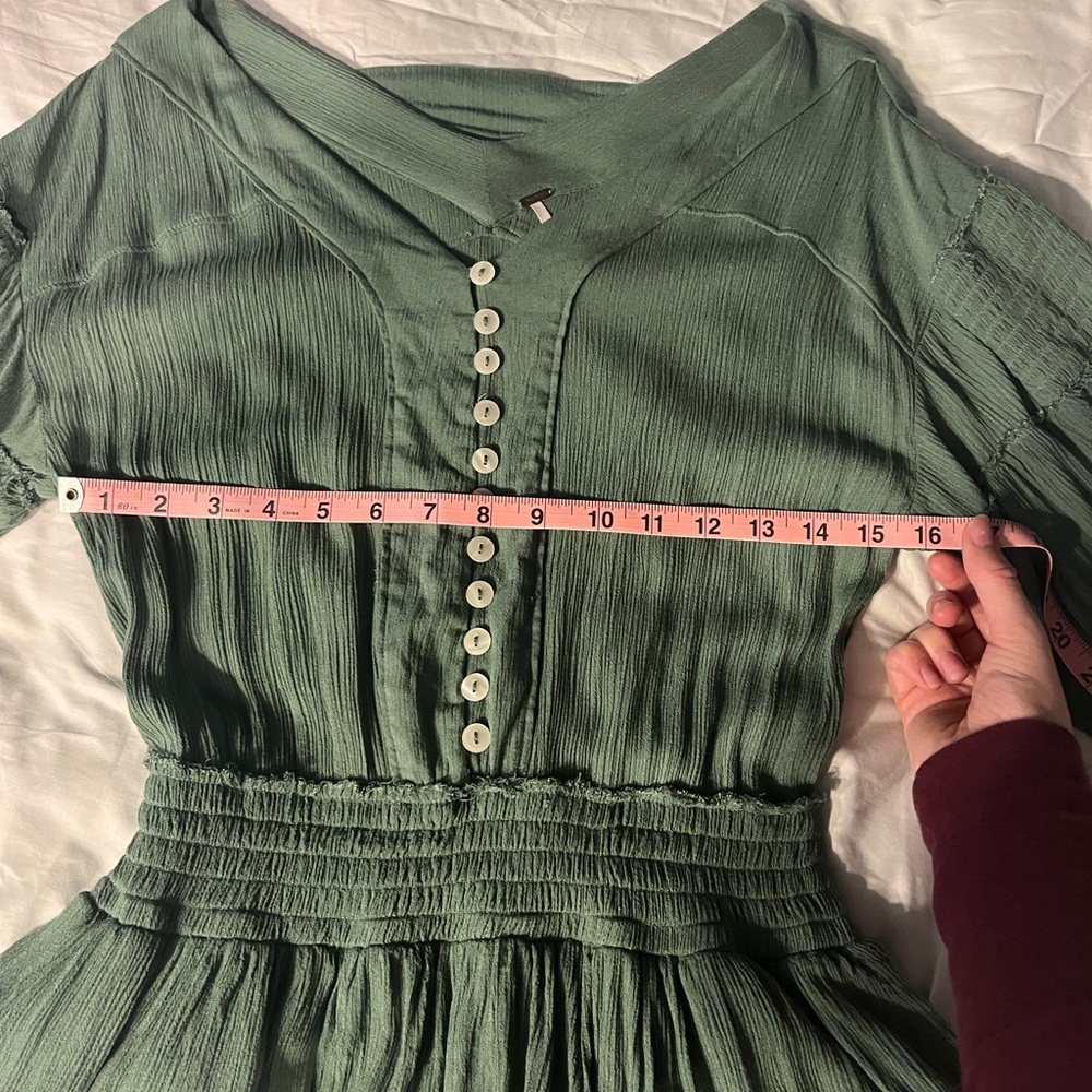 Free People Green Long-Sleeve Mini Dress, Size XS - Picture 5 of 9